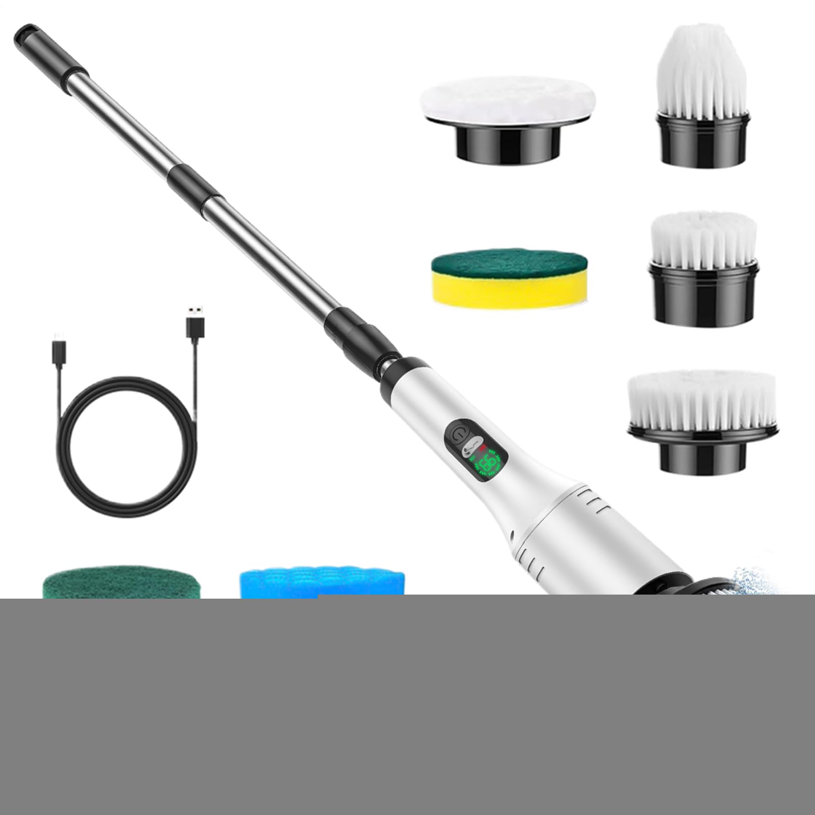 Limpiador eléctrico de baño Herramientas de Limpieza y Gadgets Impermeables | cepillo fregador ducha impermeable mango retráctil para azulejos, bañera, lavabo, cerámica, vidrio, acero inoxidable,