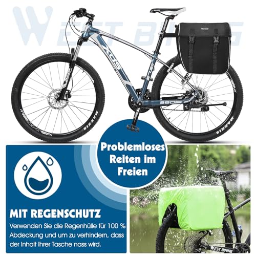 West Biking Fahrradtasche Doppeltasche Gepäckträger Tasche, 30L wasserdichte Große Packtaschen,...