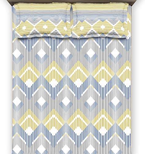 Image of DDECOR - Vibrance 100% Cotton Fitted Bedsheet with 2 Pillow Covers, King Size, Multi