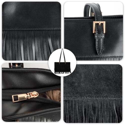 Image of Hoce Women's Leather Fringe Messenger Bag Large Hobo Crossbody Tassel Shoulder Bags, Gift for Mom Wife Girlfriend
