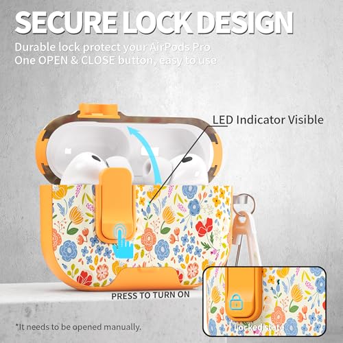 Image of for AirPods Pro 3 Case(2025) with Secure Lock Clip and Phone Stand,Cute Floral Girly Style Protective Cover with Cleaning Kit and Carabiner for Apple iPod Pro 3rd Generation(Sunshine Petals)