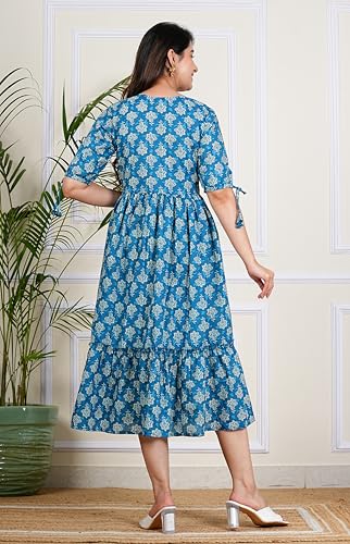 Image of Kuruti B Sheets Women's Cotton Floral Printed Regular Fit Anarkali Kurta for Women