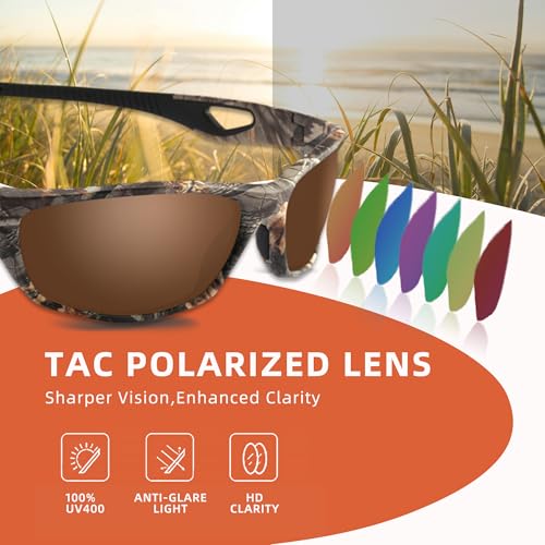Image of Camo Polarized Wrap-around Sport Sunglasses for Men Women UV400 Driving Fishing Hunting Sun Glasses
