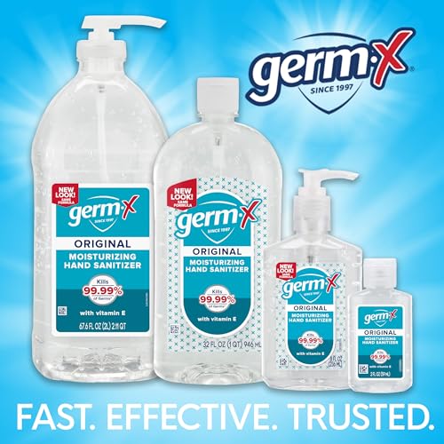 Image of Germ-X Original Hand Sanitizer, 67.4 Fl Oz (Pack of 1), Less Drying Moisturizing Gel with Vitamin E, No Rinse Formula, Bulk Size Pump Bottle for Long Term Use