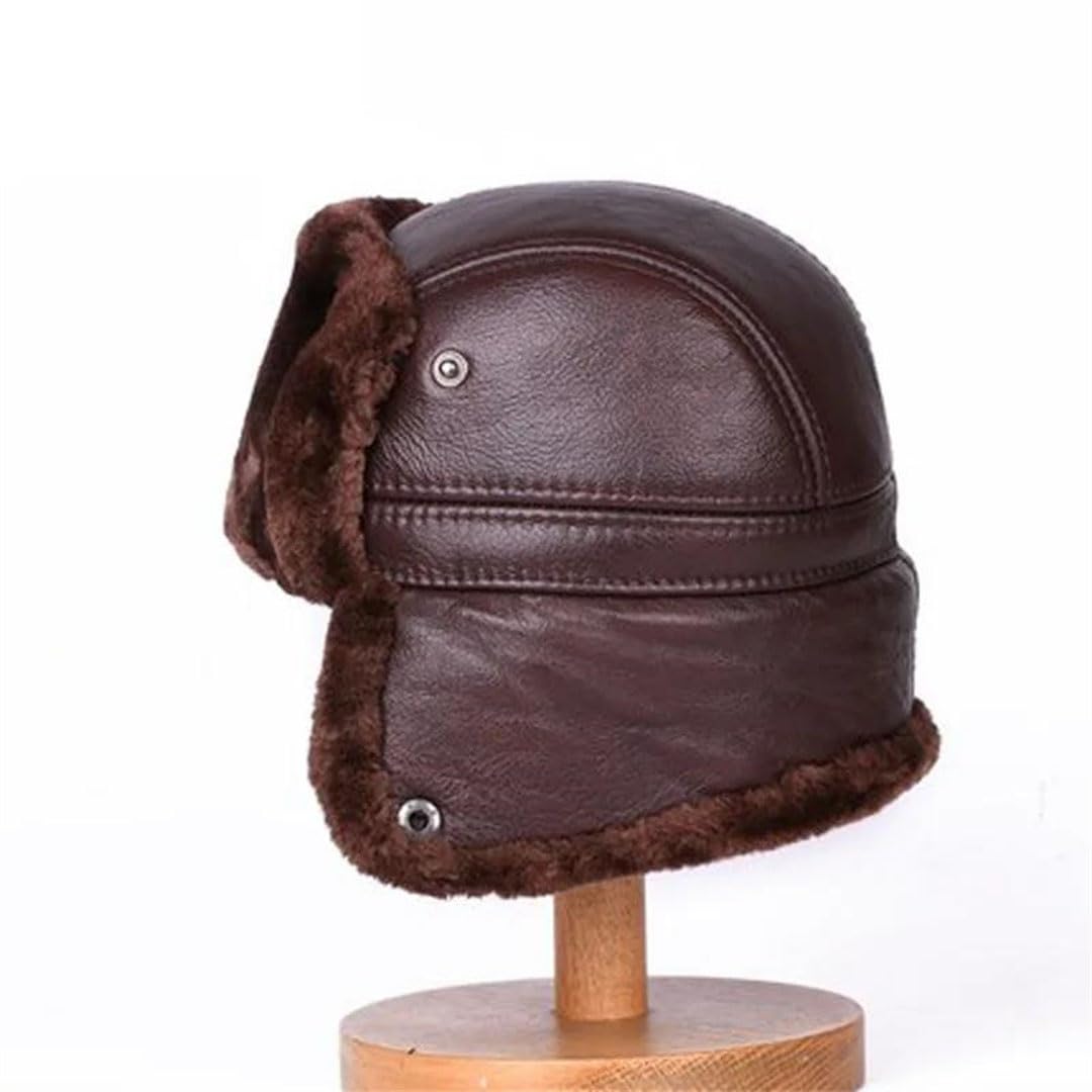 Gorros de invierno para hombre, de piel sintética, forro polar, cálido, sin ala, cabeza de oreja, resistente al frío