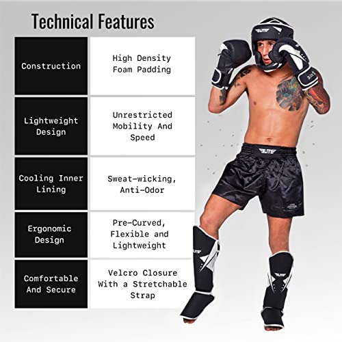 Elite Sports Muay Thai Shin Guards Kickboxing Mma Muay Thai Protective Shin Pad Leg Guards (White, Lxl) #TOP3