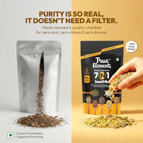 Image of True Elements Seeds Mix - 7 in 1 Super Seeds & Nut Mix 500g - (Roasted Pumpkin, Watermelon, Sunflower, Flax | Sesame | Chia and Soynuts) - Diet Snacks