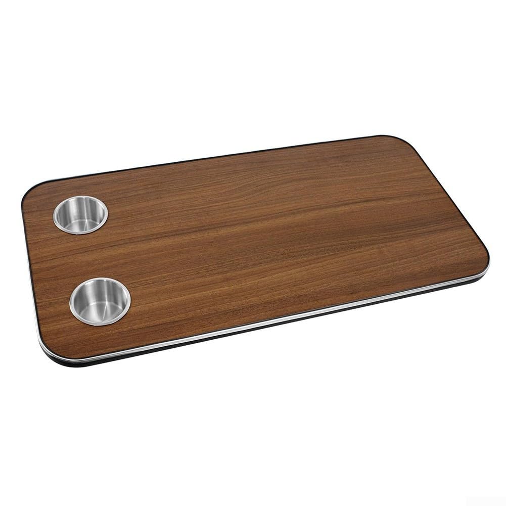 Accessori per portabicchieri per camper, in legno massello, 800 x 400 mm, con 2 portabicchieri in acciaio inossidabile, bordi arrotondati per la sicurezza, per barche, yacht e camper (L-128)