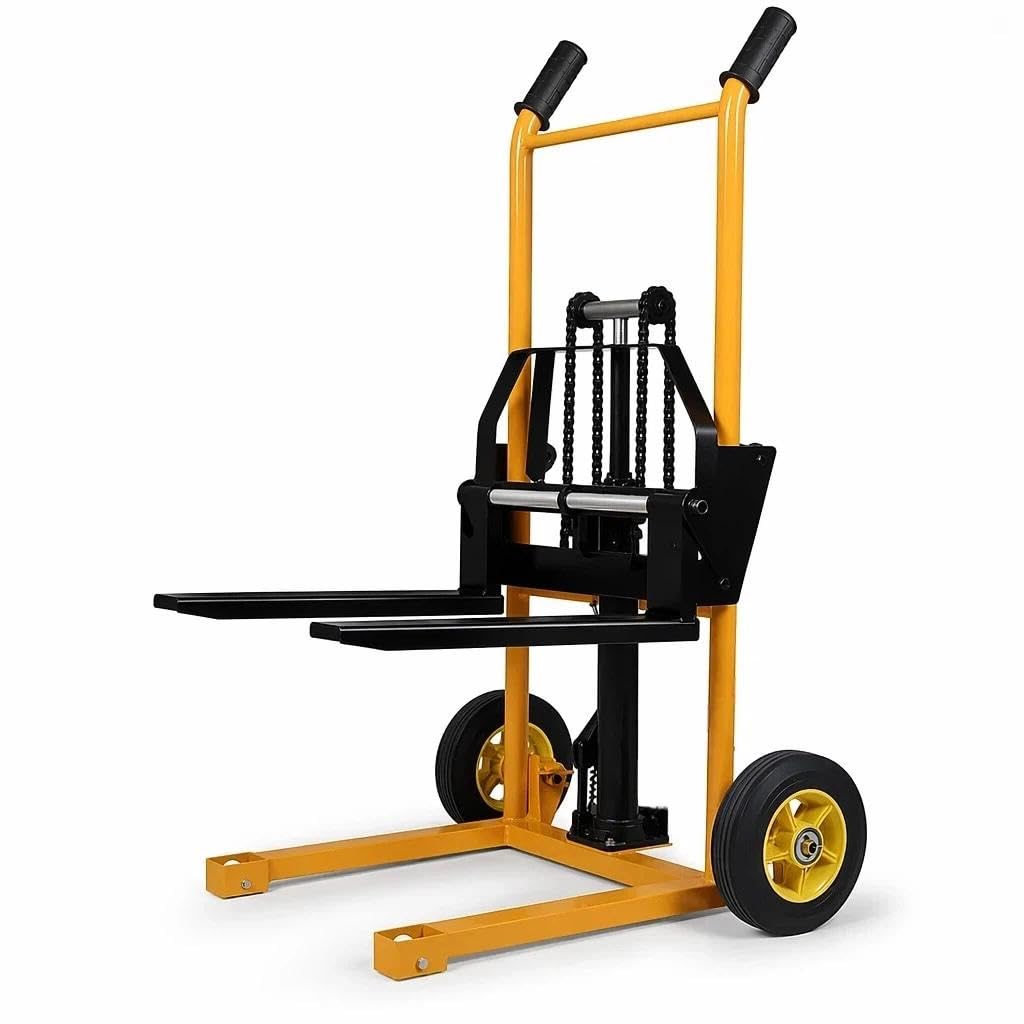 Apilador Hidráulico Manual 200kg, Transpaleta con Plataforma de Acero Desmontable, Elevador de Cargas para Almacén
