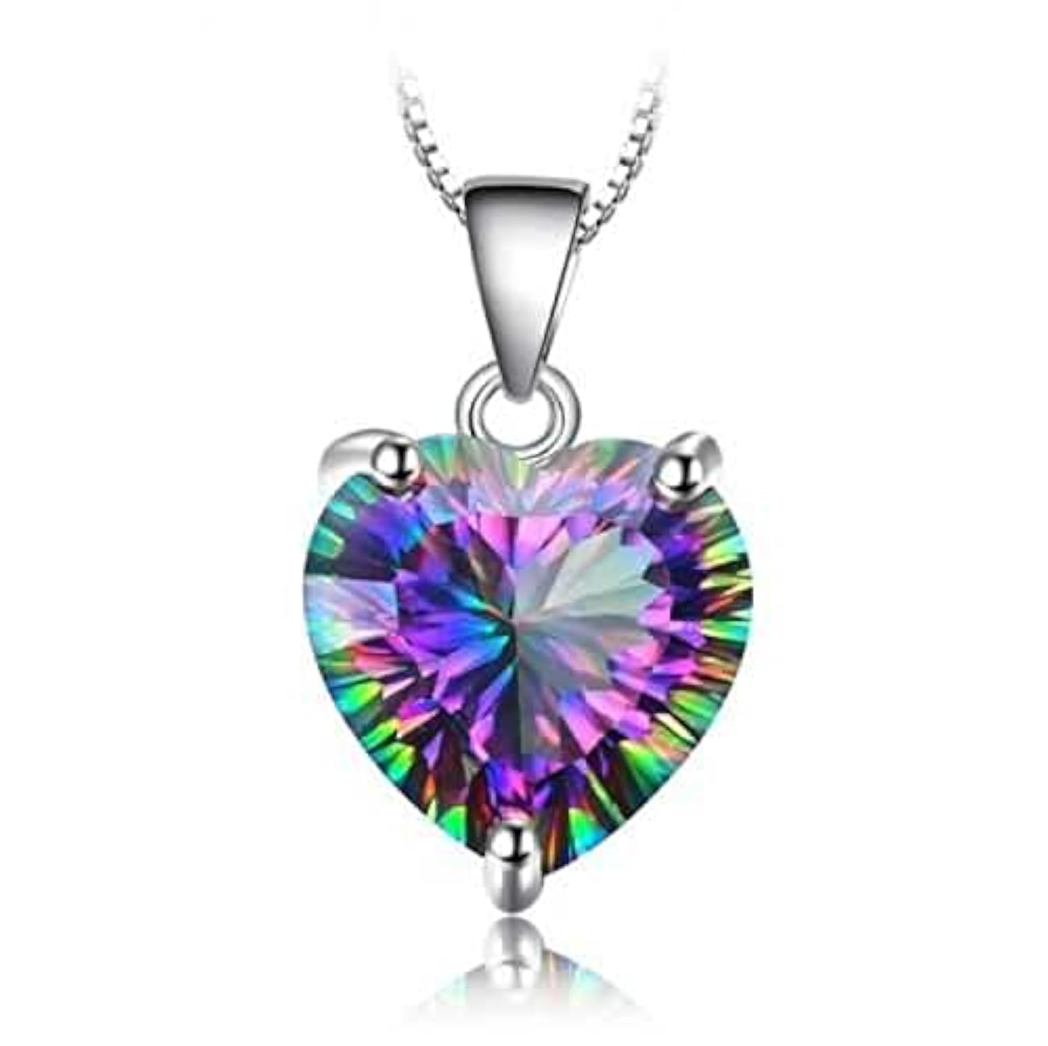 Bling Queen WomenS Mystic Topaz Heart Shaped Pendant Necklace, Heart Cut Chain Necklace, Zirconia Inlaid Cable Chain Necklace, Clavicle Chain For Women Trendy, Fancy Chains With Heart Pendant(Silver) (B09LVK3WSL) Amazon Price History, Amazon Price Tracker