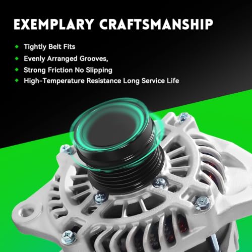 Image of 11440N Car Alternator Compatible with 2009-2020 Dodge Journey L4 2.4L 2360cc, Replace OE# 04801490AA, 4801490AA, 4801490AC, 4801490AD, A002TX0281, A2TX0281, AL6480X