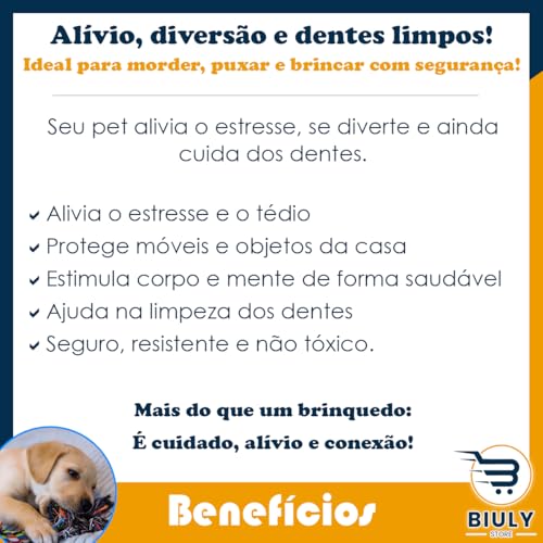 Kit Brinquedo Cachorro Resistente Mordedor para Cachorros de Corda 2 Peças Puxador de Corda e Bola p
