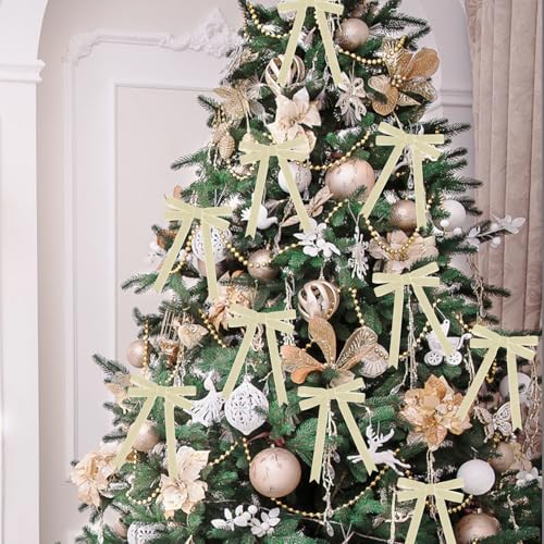 Image of Tsorode 10 Yards Cream Velvet Ribbon for Christmas Tree,5 /8 Inch