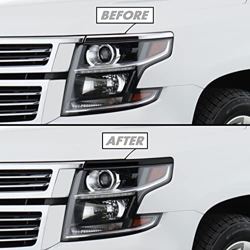 SlickMod Chrome Delete Blackout Vinyl Overlay for 2015-2020 Chevy Tahoe Headlight Bezel Trim (Gloss Black)