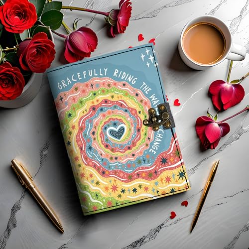 Image of Mr KRAFT Handcrafted A5 120 GSM Premium White Paper Motivational UV Print Diary Leather Journal with Unique UV Love Print Writing Diary Notebook Unruled Personal Diaries for Men,Women-5x7 (Multicolour13)