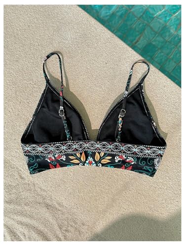 SweatyRocks Women's Floral Print Bikini Tops Strap Tie Back Swimsuit Bathing Suit Tops2