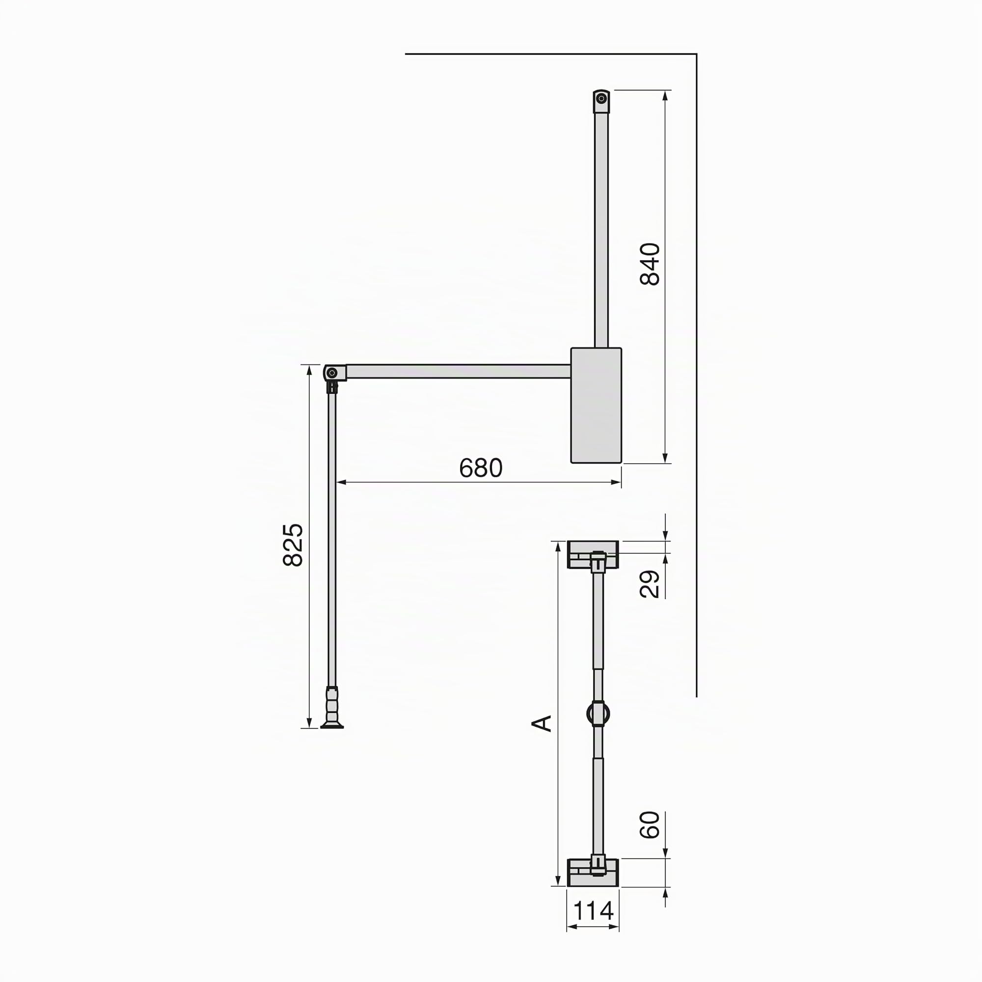 Emuca - Appendiabiti per armadio Sway, barra appendiabiti saliscendi larghezza regolabile 450-600mm, Acciaio, Alluminio e Tecnoplastica, Verniciato titanio