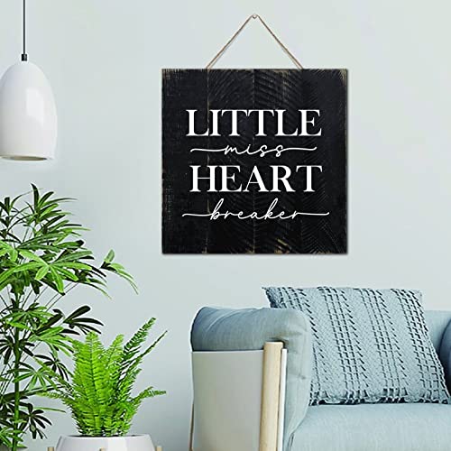 Plaque murale moderne en bois Little Miss Heartbreaker 30x30 cm
