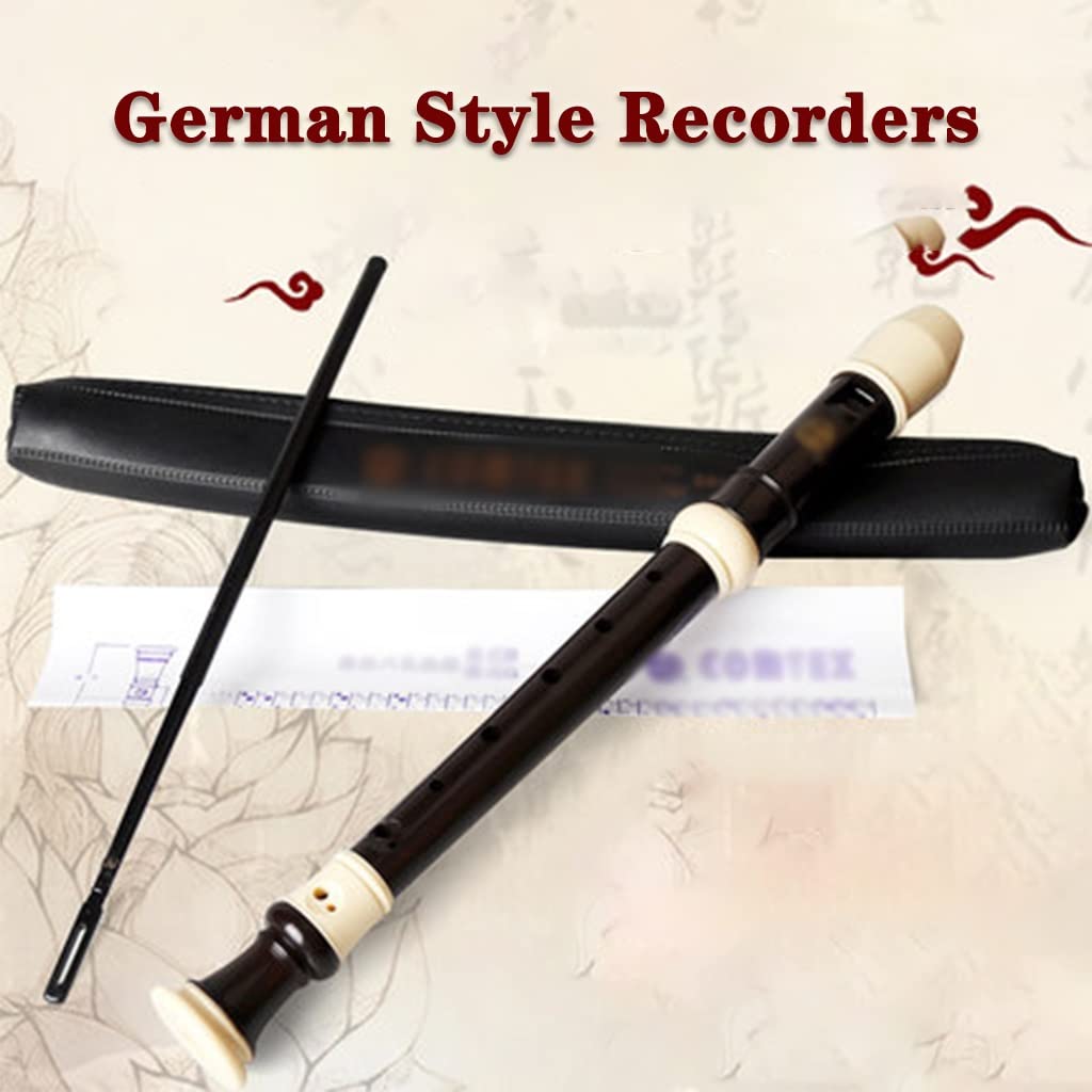 Soprano Recorder 3 Piece German Student Recorder Ergonomic Wind Instrument with Smooth Mouthpiece, 8 Holes Recorder in G Key for Musicians, with Cleaning Swab
