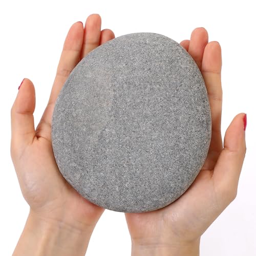 ROCART 6 Stück extra große 14-16,5 cm Flache Steine zum Bemalen, Glatte Flusssteine Malbedarf für Freundlichkeitssteine, Kunst und Handwerk, Dekoration