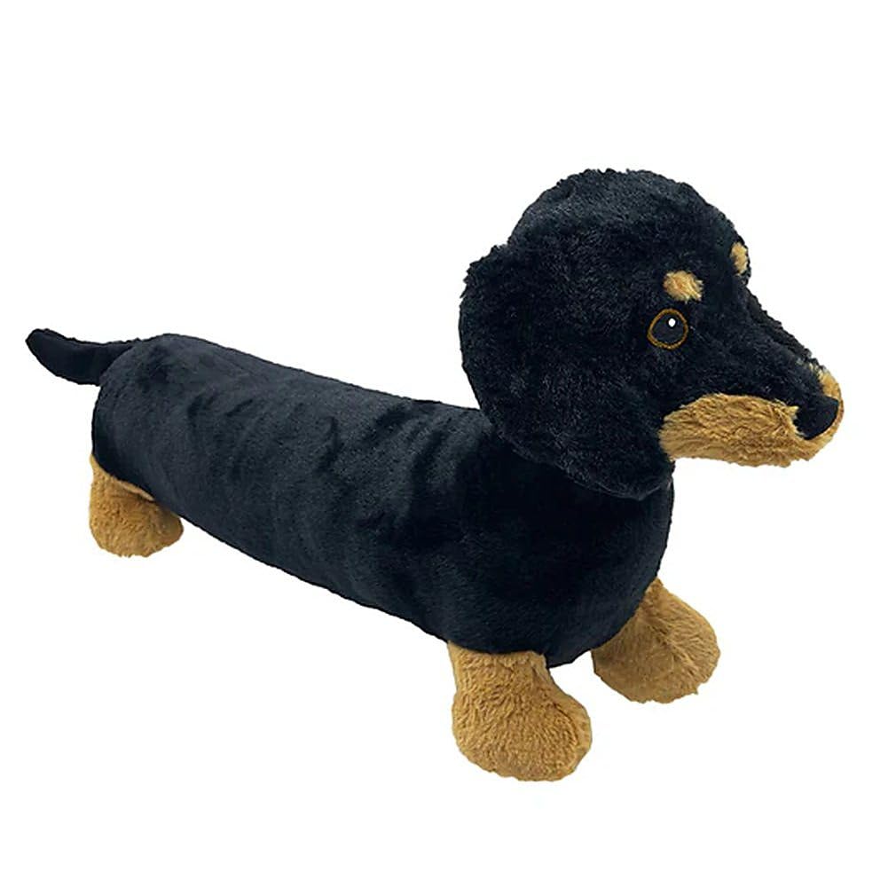 Pet Lou Dachshund Dog Plush Toy, 29 Inch Black and Tan, Soft Plush Material with Multiple Squeakers, Interactive Play, Crinkle Paper in Ears and Tail