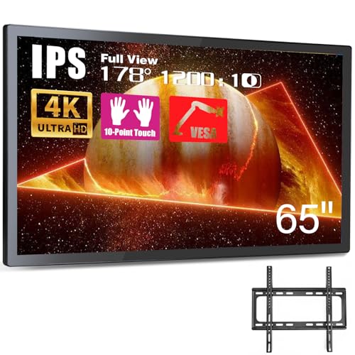 Image of 65 inch Capacitive Multi-Touch Screen Industrial Monitor, Built-in Speakers, USB, VGA, DVI & HD-MI Ports,16:9 Display and 1920 x 1080P, Digital Signage Displays Player for Advertising