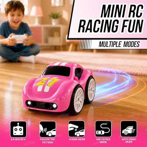 Image of Zest 4 Toyz Remote Control Car for Kids | 4x4 Drift RC Car | 2.4GHz Remote Control | Rechargeable RC Car | Sensor & Manual Control | Sound & Music | Type-C Charging | Follow Escape Dodge Mode - Pink