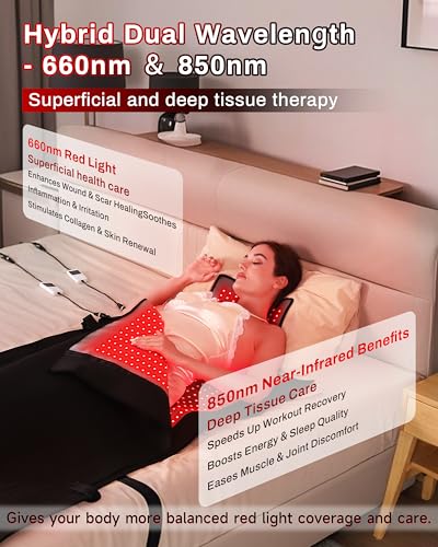 2025 Medical-Grade TPU Red Light Therapy Mat for Full Body Pain Relief, FSA&HSA Eligible 73"x33" Dual Wavelength Infrared Red Light Blanket with 2570 LEDs for Home Use