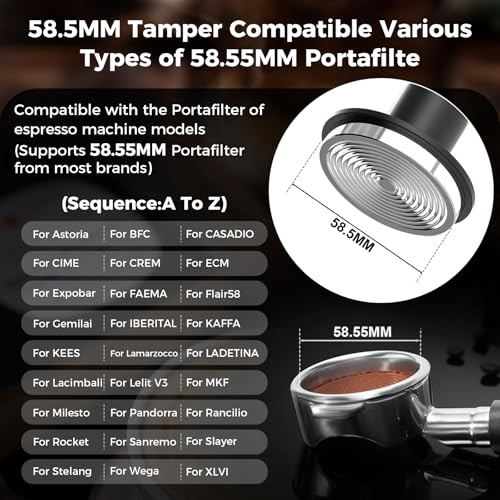 Image of IKAPE V5 58.5MM Impact Espresso Tamper, Coffee Tamper with 15lb / 25lb / 30lb Replacement Springs, Espresso Tamper with sound Feedback