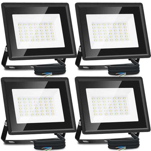 Aigostar Foco LED Exterior 30w 2510LM, Foco Proyectore LED Exterior Impermeable IP65, Focos LED Exterior 42 LED, 6500K Blanco Frío para Garaje,Jardín,Patio,Parque.4 pcs