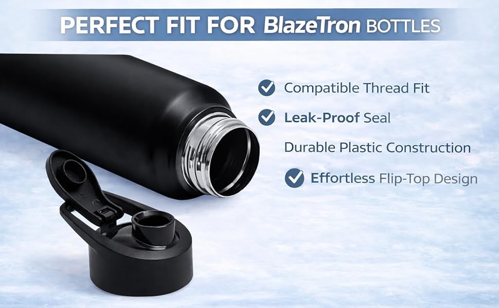 Image of KOTSUN 46mm Plastic Bottle Caps,Water Bottle Sipper Cap Flip top cap Compatible for All Size Bottle 1000 ml, 750 ml, 500 ml (Black) (PACK-3)