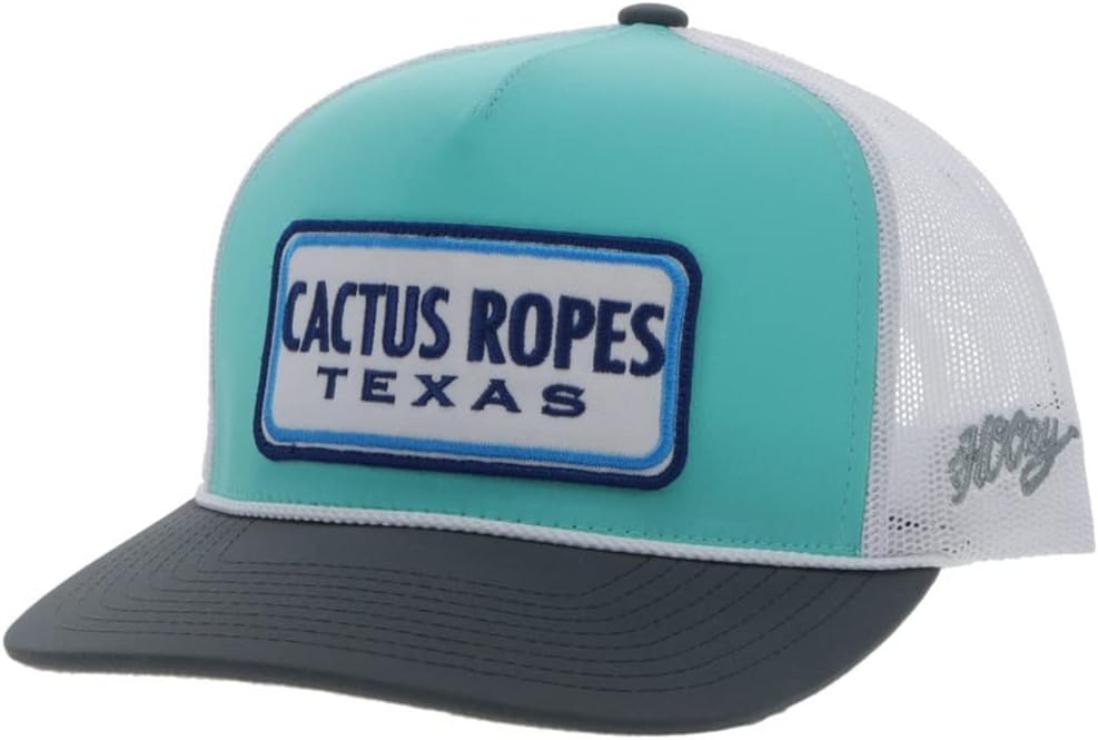 Adjustable Snapback Trucker Hat with Cactus Ropes Logo (Mint/Grey/White), 0-8