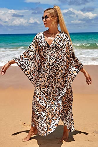 Caftan Dresses Bohemian Beachwear Kimono Bathing Suit Coverup Loose Fit Floral Print Holiday3