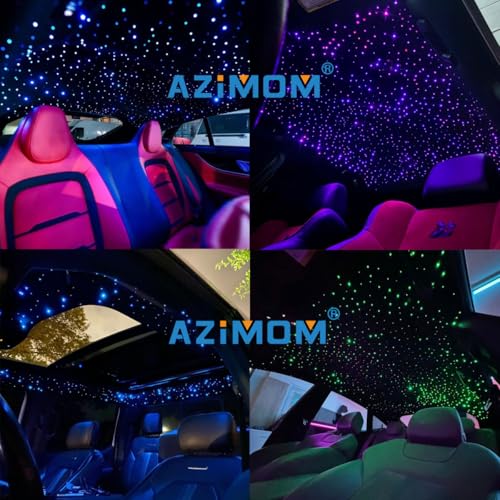 Image of AZIMOM Dual Port 16W Twinkle Bluetooth Fiber Optic Lights Star Ceiling Light Kits 1100pcs*0.03in*13.1ft Fibers Strands Sound Activated RGBW APP /Remote for Car Home Starlight Headliner Decor