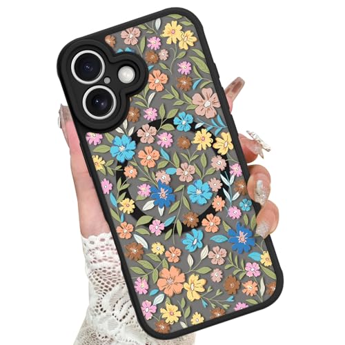Image of KANGHAR Case Compatible with iPhone 17 Flower Pattern | [Compatible with Magsafe] Cute Colorful Blooming Florals Protective Magnetic Case for Girls Women 6.3 inch
