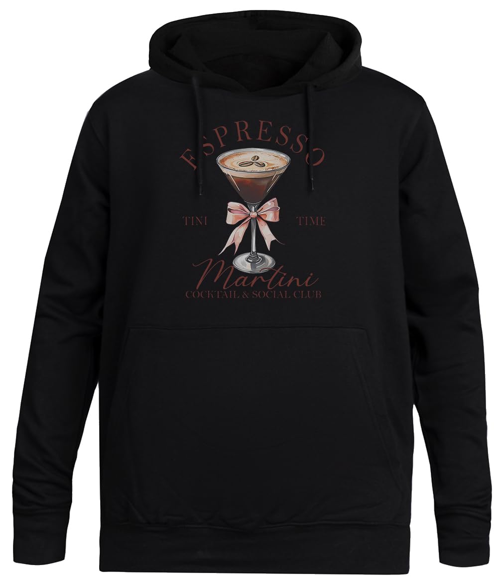 Klub Koktajlowy Espresso Martini Czarna Bluza Unisex Bez Płci Unisex Black Hoodie Men Women