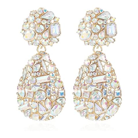 ATIMIGO Trendy Rhinestone Teardrop Dangle Earrings Sparkly Crystal Chandelier Drop Statement Earrings Hypoallergenic for Women Cover