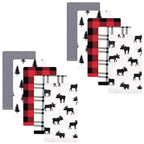 Image of Hudson Baby Unisex Baby Quilted Burp Cloths, Moose, One Size