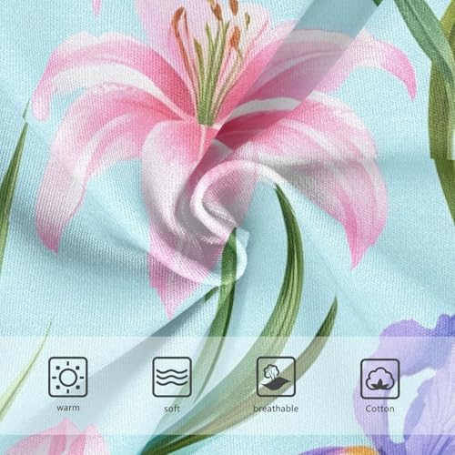 Cotton Girls Underwear Toddlers Watercolor Pink Lilies Purple Irises Panties for Girl Designer Underpants Briefs 2t3