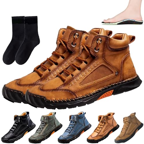 Sawbehind Mens Boots, Sawbehind Boots, Men's Comfortable Handmade Leather Boots,Waterproof Arch Support,Pressure Relief