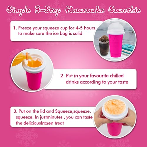 Image of 500ML Slushie Maker Cups, Magic Quick Frozen Smoothies Cup for Homemade Milk Shake Ice Cream Makers, Cooling Cups, Double Layer Squeeze Slushy Cup, Birthday Gifts for Mom Dad, Boy, Girls