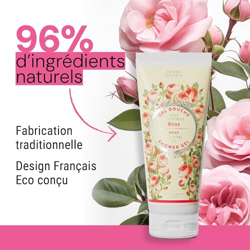 Image of Panier des Sens Rose Body Wash, French Shower Gel, 6.8 fl oz | Vegan Body Wash | 96% Natural-Origin Ingredients | Gentle Daily Cleansing | Long-Lasting Fragrance | Soft Skin Feel
