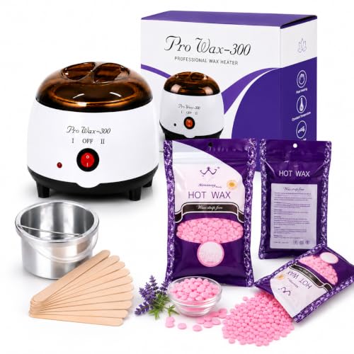 Image of Hair Removal Wax Kit Wax Heater Machine Combo 100gm Brazilian Stripless Formula for Face & Body with Spatula, Ideal for Upper Lips, Chin, Cheeks, Hairline, Bikini & Legs, Automatic Heating (Wax heater + Wax kit)