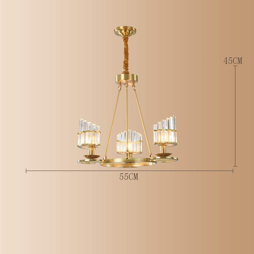 Lustre En Cristal K9 Luxueux Nordique À 3 Lumières E14, Luminaires de Plafond, Décoration, Lampe Suspendue Postmoderne Créative En Cuivre Pour Chambre À Coucher de Restaurant