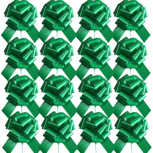 16 Pcs Pull Bows for Gift Wrapping 6 Inch Green Gift Bows for Presents Birthday Anniversary Party Christmas Wreath Holiday Celebration Gift Decoration (16Pcs Green)