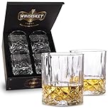 Whisiskey Set de Verre a Whisky - Coffret Whisky Cadeau Homme - Verre à Whisky & Rhum - 4 Verres à Whisky x 310ML, Whiskey Accessories