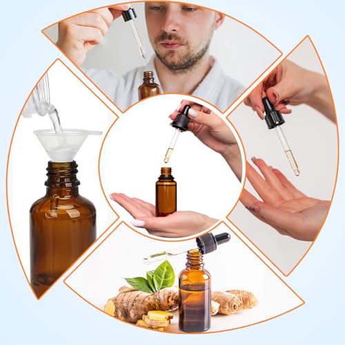 Haveneit 4 Stück Pipettenflasche, Glasflasche Pipette, 10 ml Braunglasflasche,Apothekerflaschen mit Tropfenpipette,für ätherische Öle, Parfümöle, Flüssigfarbstoffen Aromatherapie Mischungen