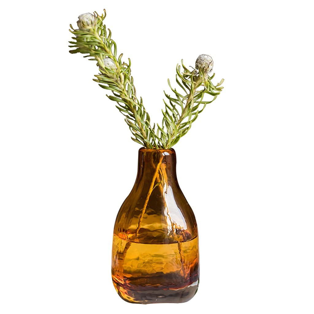 Vase en verre soufflé bouche ambre fait main art déco pour salon chic