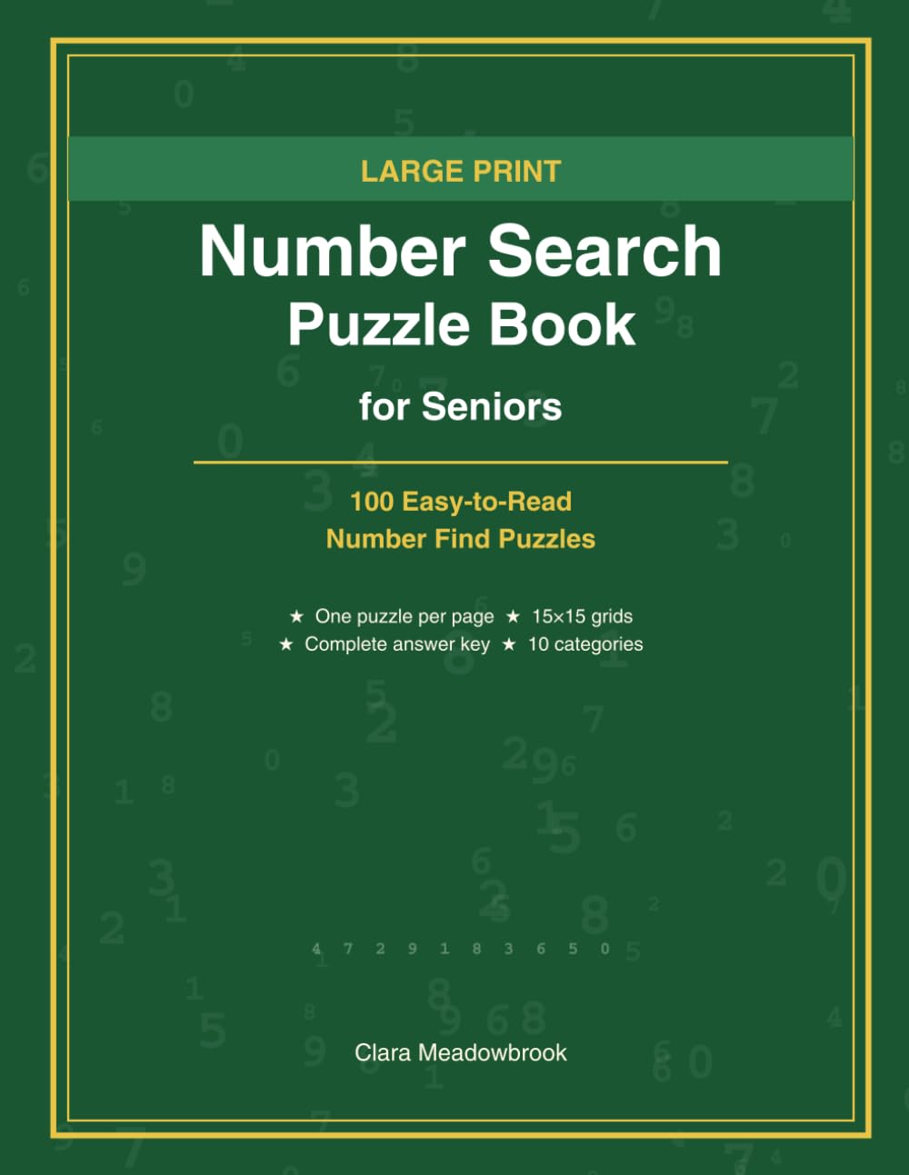 Large Print Number Search Puzzle Book for Seniors: 100 Easy-to-Read Number Find Puzzles