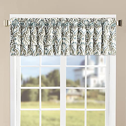 Home Soft Things Tivoli Ikat Microfiber Ruffle Valance Set of 2 Panels 52